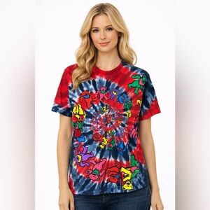 Grateful Dead Dancing Bears Tie Dye Tee Large Vintage Style Graphic Band Shirt